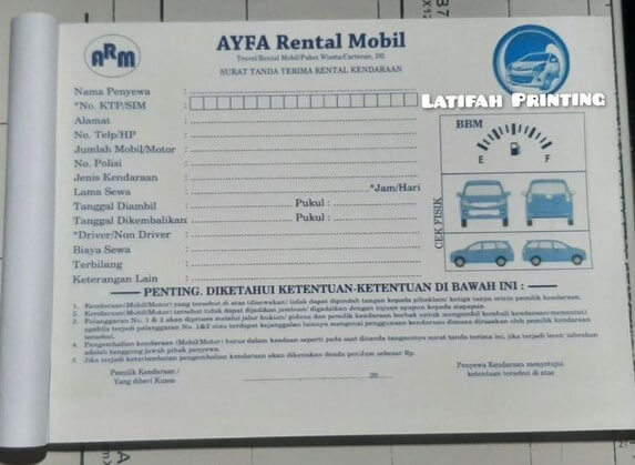 Contoh kwitansi rental mobil 2